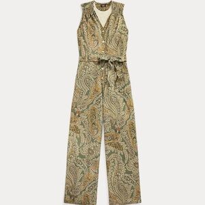Ralph Lauren Double RL Paisley Linen-Cotton Jersey Jumpsuit Size 4